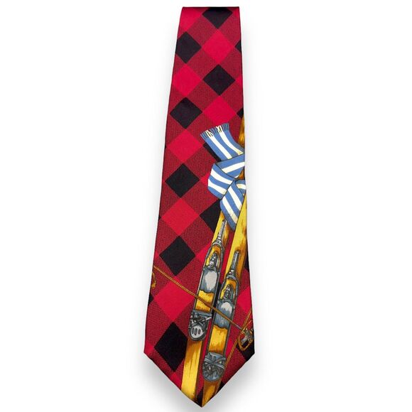 Ruff Hewn Mens Vintage Silk Dress Tie Made in USA Check Vintage Ski 58" 4"‎ - Picture 4 of 12